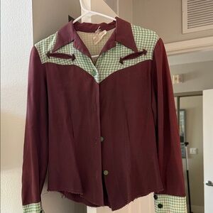 Driade Burgundy and Green Button Down Shirt
